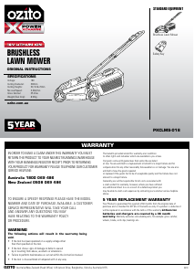 Manual Ozito PXCPGC-018 Lawn Mower