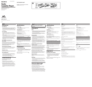 Mode d’emploi Sony WM-FX277 Walkman Enregistreur de cassettes