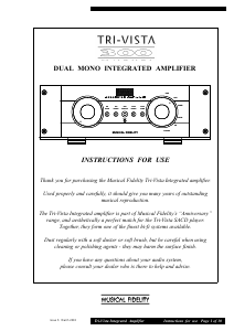 Manual Musical Fidelity Tri-Vista 300 Amplifier
