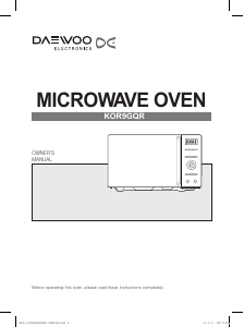 Manual Daewoo KOR-9GQR Microwave