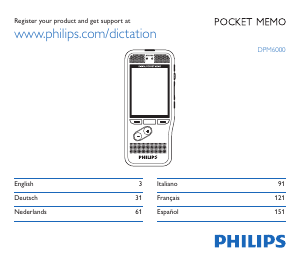 Bedienungsanleitung Philips DPM6000 Pocket Memo Diktiergerät