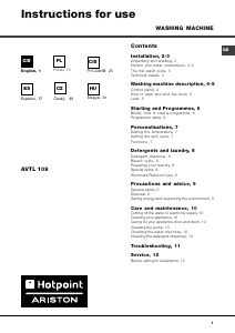 Instrukcja Hotpoint-Ariston AVTL 109 (EU) Pralka