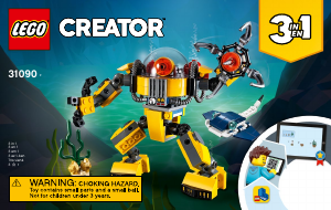 Vadovas Lego set 31090 Creator Povandeninis robotas