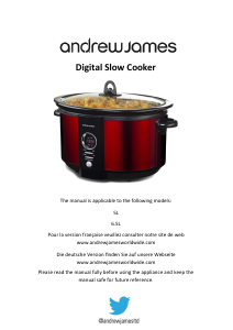 Manual Andrew James 6.5L Digital Slow Cooker