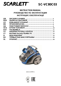 Rokasgrāmata Scarlett SC-VC80C03 Putekļu sūcējs