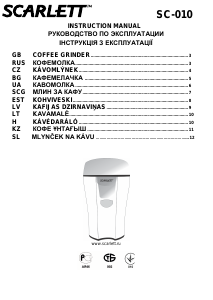 Vadovas Scarlett SC-010 Kavos malūnėlis