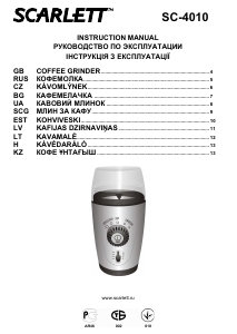 Rokasgrāmata Scarlett SC-4010 Kafijas dzirnaviņas