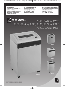 Kullanım kılavuzu Rexel P180CD Kağıt öğütücü