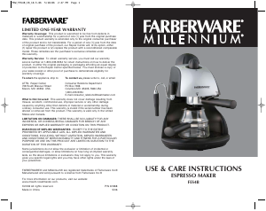 Manual Farberware FES4B Espresso Machine