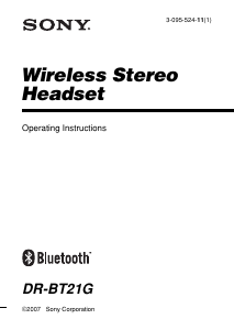Manual Sony DR-BT21G Headset