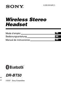Mode d’emploi Sony DR-BT50 Headset