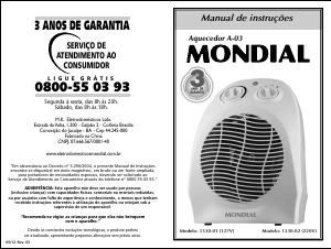 Manual Mondial A-03 Aquecedor