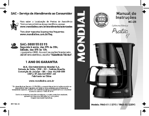 Manual Mondial NC-25 Pratic Máquina de café