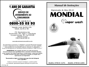 Manual Mondial HG-01 Vapor Wash Máquina de limpar a vapor