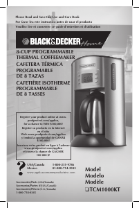 Mode d’emploi Black and Decker TCM1000KT Cafetière