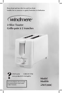 Mode d’emploi Windmere WT200C Grille pain