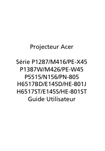 Mode d’emploi Acer P1287 Projecteur