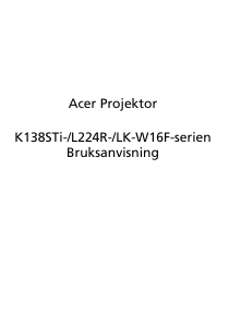 Bruksanvisning Acer K138STi Projektor