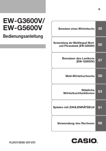 Bedienungsanleitung Casio EW-G3600V Elektronisches wörterbuch