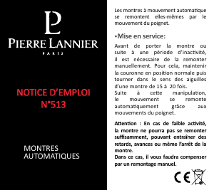 Mode d’emploi Pierre Lannier 307C066 Automatic Montre