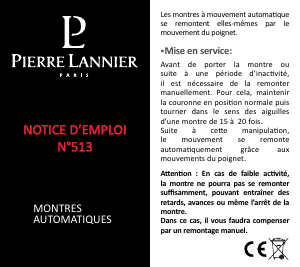 Mode d’emploi Pierre Lannier 310C433 Automatic Montre