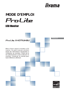 Mode d’emploi iiyama ProLite X4071UHSU Moniteur LCD