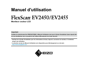 Mode d’emploi Eizo FlexScan EV2455 Moniteur LCD