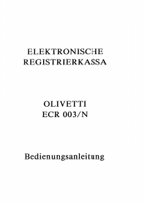 Bedienungsanleitung Olivetti ECR 003 Registrierkasse