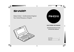 Bedienungsanleitung Sharp PW-E310 Elektronisches wörterbuch