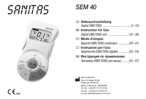 Руководство Sanitas SEM 40 Электростимулятор
