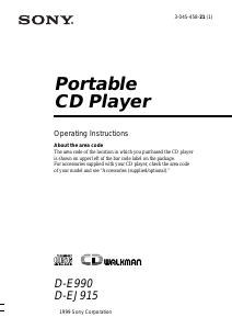 Manual Sony D-E990 Discman