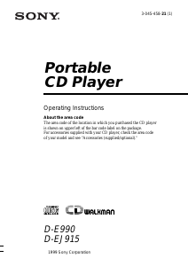 Bruksanvisning Sony D-E990 Discman