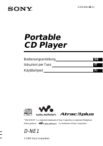 Käyttöohje Sony D-NE1 Kannettava CD-soitin