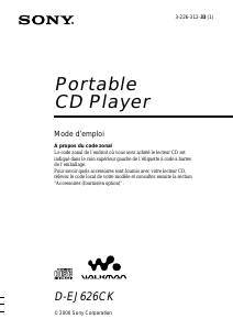 Mode d’emploi Sony D-EJ626CK Lecteur CD portable