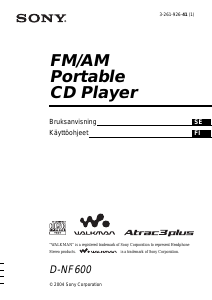 Bruksanvisning Sony D-NF600 Discman