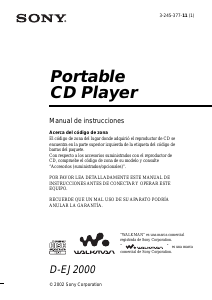 Manual de uso Sony D-EJ2000 Discman