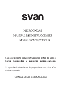 Manual de uso Svan SVMW925CVXD Microondas
