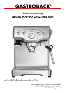 Manual Gastroback 42611 Design Advanced Plus Espresso Machine