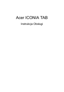 Instrukcja Acer Iconia W500P Tablet