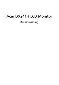 Bruksanvisning Acer DX241H LCD skärm