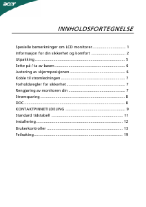 Bruksanvisning Acer S231HL LCD-skjerm