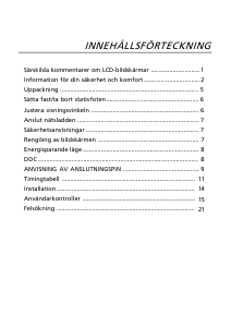 Bruksanvisning Acer G196WL LCD skärm