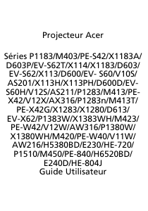Mode d’emploi Acer H6520BD Projecteur