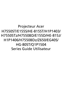 Mode d’emploi Acer H7550BD Projecteur