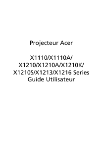 Mode d’emploi Acer X1213 Projecteur