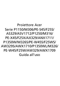 Manuale Acer P1150 Proiettore