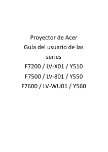 Manual de uso Acer F7600 Proyector
