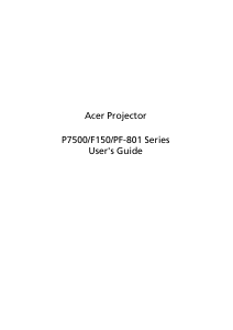 Manual Acer P7500 Projector