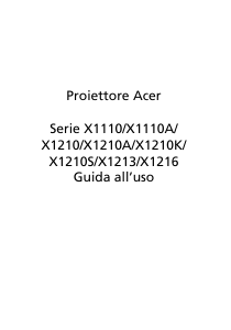 Manuale Acer X1210K Proiettore