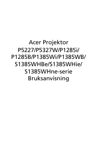 Bruksanvisning Acer S1385WHBe Projektor